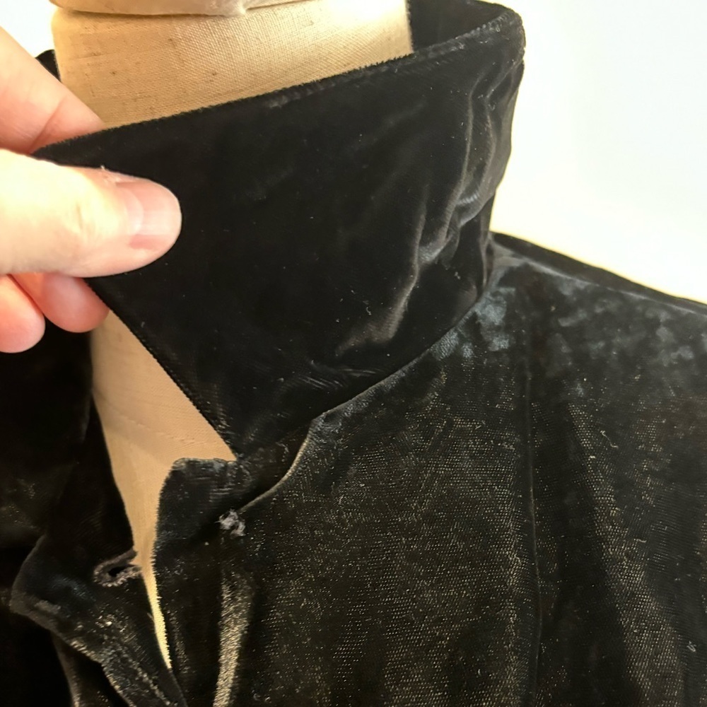 90s TALBOTS BLACK VELVET BLAZER FITTED HOURGLASS CRUSHED VICTORIAN VIBE SZ 12P - Picture 10 of 11